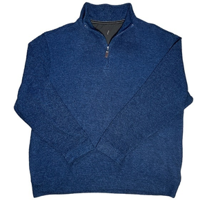 Men's Blue Soft Classic Quarter Zip Pullover Sweater‎ Sz. L